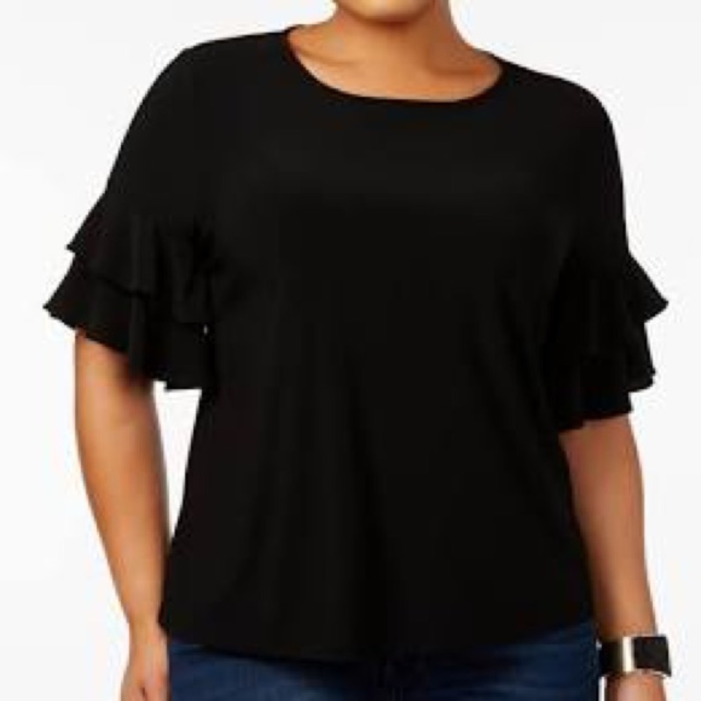 INC Plus-size Ruffle Sleeve Top